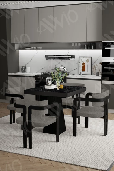 AVVİO BENDİS Lake Mdf Ayak Tokyo Demonte Sandalye 80x80 Yemek Masası Mutfak Masası 4 Kişilik - Resim 2