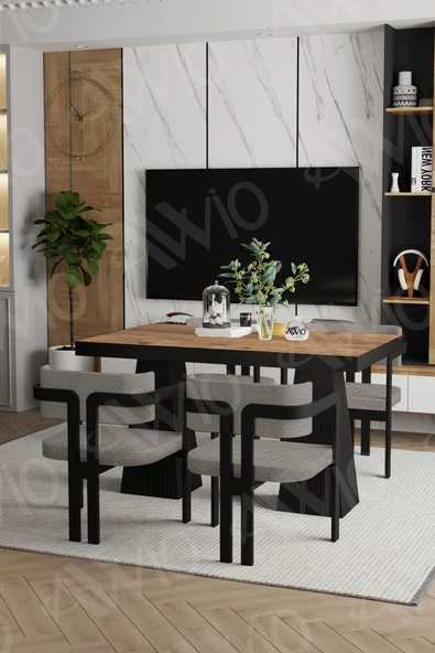 AVVİO Pesca Lake Mdf Ayak Tokyo Demonte Sandalye 80x120 Yemek Masası Mutfak Masası 4 Kişilik - 2