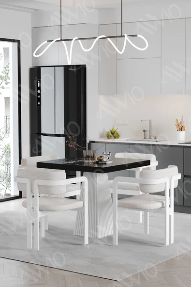 AVVİO SOFİA Lake Mdf Ayak Tokyo Demonte Sandalye 80x80 Yemek Masası Mutfak Masası 4 Kişilik - Resim 2