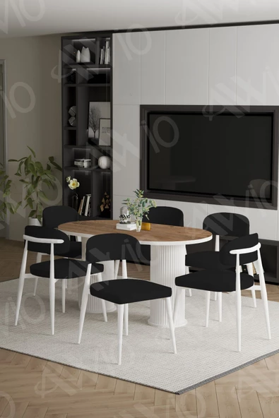 AVVİO LEA PTT Ayak  BEYAZ Polo Metal Sandalye 80X160 Yemek Masası Mutfak Masası Masa Sandalye Takımı - Resim 2