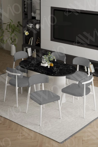 AVVİO VERMOND PTT Ayak  BEYAZ Polo Metal Sandalye 80X160 Yemek Masası Mutfak Masası Masa Sandalye Takımı ürün görseli