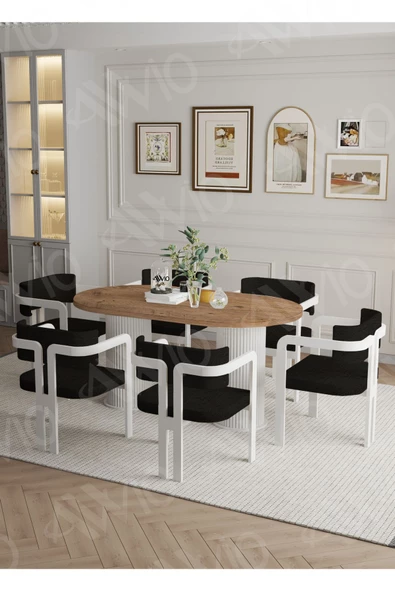 AVVİO ROMEO  Ptt Lake Mdf Ayak 6'lı Tokyo Metal Demonte Sandalye 80x160 Masa Sandalye Takımı - 2