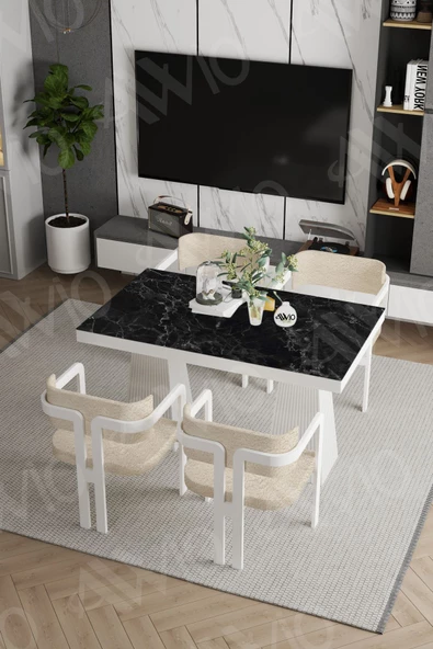 AVVİO Lato Lake Mdf Ayak Tokyo Demonte Sandalye 80x120 Yemek Masası Mutfak Masası 4 Kişilik ürün görseli