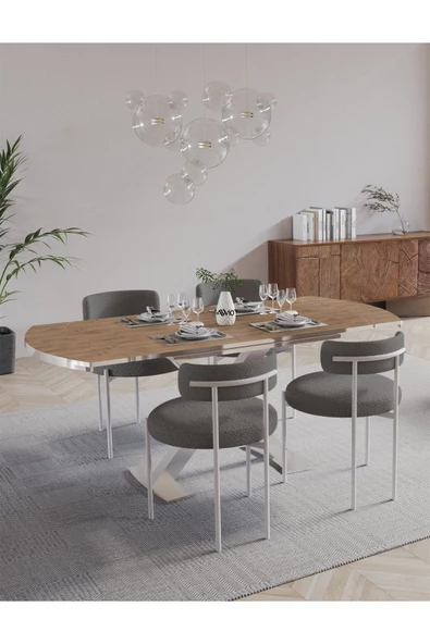 AVVİO PIERO 80x130 Açılır Yemek Masası Mutfak Masası 4 Kişilik Masa Sandalye Takımı ürün görseli