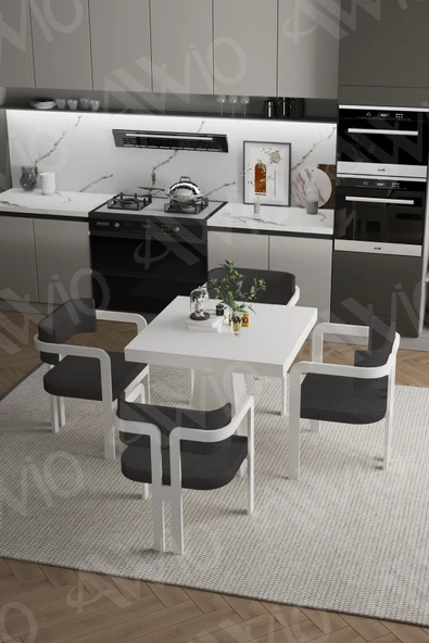 AVVİO DORA Lake Mdf Ayak Tokyo Demonte Sandalye 80x80 Yemek Masası Mutfak Masası 4 Kişilik - 2