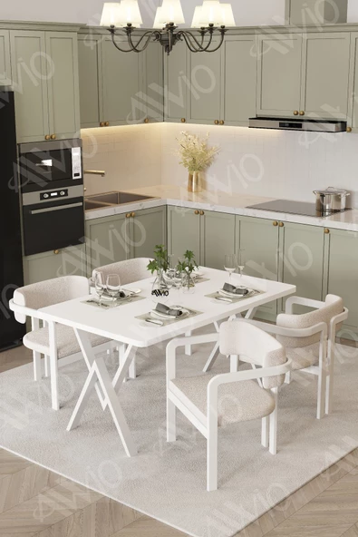 AVVİO LOREN Tokyo Demonte Sandalye 80x120 Yemek Masası Mutfak Masası 4 Kişilik - Resim 2