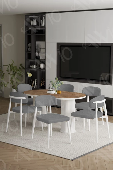 AVVİO VERMOND PTT Ayak  BEYAZ Polo Metal Sandalye 80X160 Yemek Masası Mutfak Masası Masa Sandalye Takımı - Resim 2