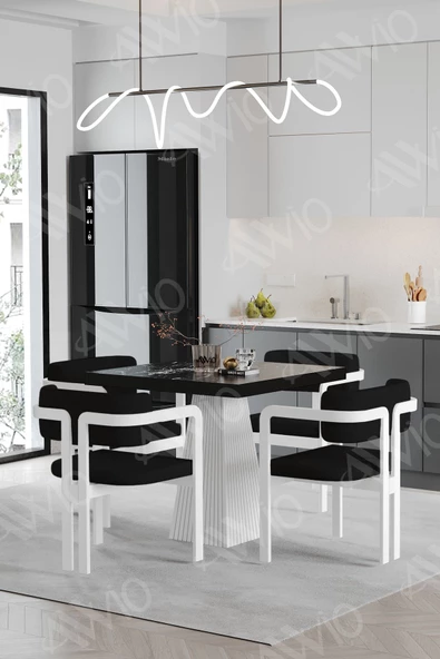 AVVİO DEMRE Lake Mdf Ayak Tokyo Demonte Sandalye 80x80 Yemek Masası Mutfak Masası 4 Kişilik - Resim 2
