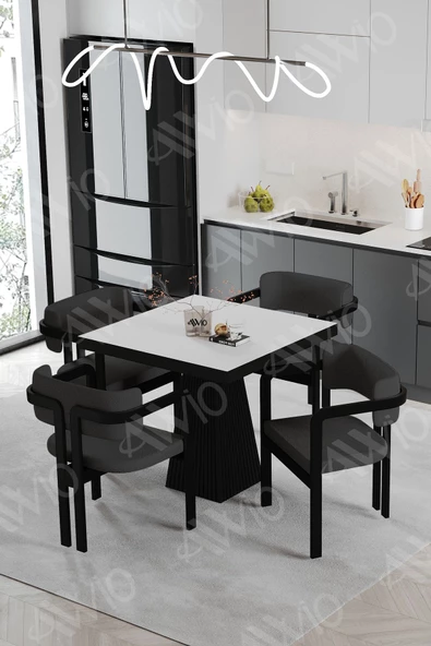 AVVİO LEXUS Lake Mdf Ayak Tokyo Demonte Sandalye 80x80 Yemek Masası Mutfak Masası 4 Kişilik ürün görseli