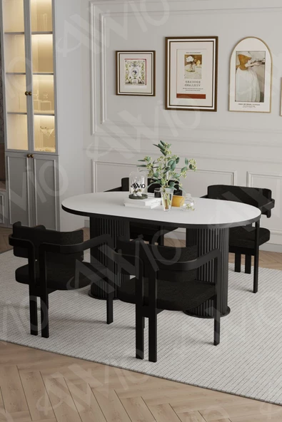 AVVİO MARCO  Ptt Lake Mdf Ayak 4'lü Tokyo Metal Demonte Sandalye 80x140 Masa Sandalye Takımı - Resim 2