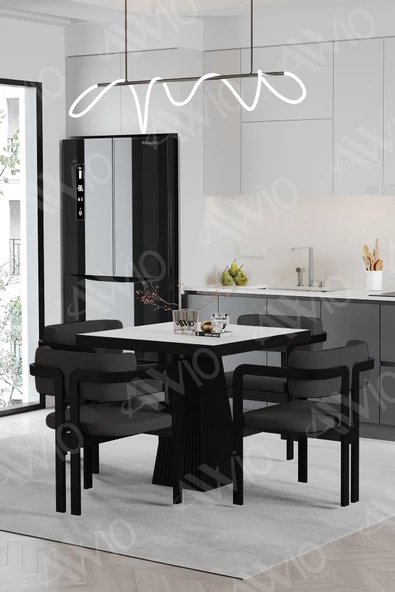 AVVİO LEXUS Lake Mdf Ayak Tokyo Demonte Sandalye 80x80 Yemek Masası Mutfak Masası 4 Kişilik - Resim 2