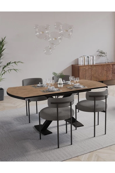 AVVİO Pıero Lak Panel 80x130 Açılır Yemek Masası Mutfak Masası 4 Kişilik Masa Sandalye Takımı - Resim 2