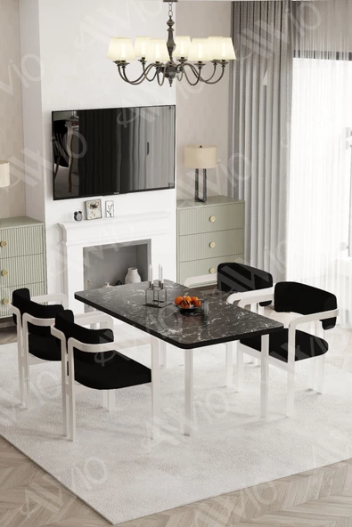 AVVİO LEON  Lake MDF Ayak Tokyo Demonte Sandalye 80x120 Yemek Masası Mutfak Masası 4 Kişilik ürün görseli