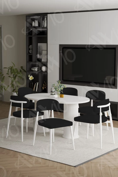 AVVİO LEA PTT Ayak  BEYAZ Polo Metal Sandalye 80X160 Yemek Masası Mutfak Masası Masa Sandalye Takımı - Resim 2