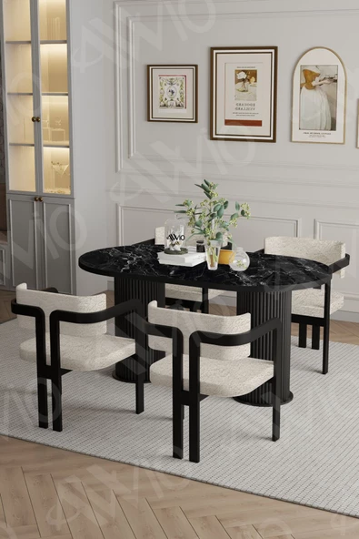 AVVİO NİDYA Ptt Lake Mdf Ayak 4'lü Tokyo Metal Demonte Sandalye 80x140 Masa Sandalye Takımı - Resim 2