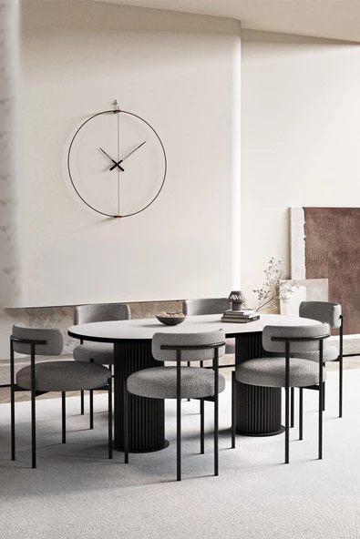 AVVİO Vienna Teddy Sandalye 80x160 Yemek Masası Mutfak Masası 6 Kişilik Masa Sandalye Takımı ürün görseli