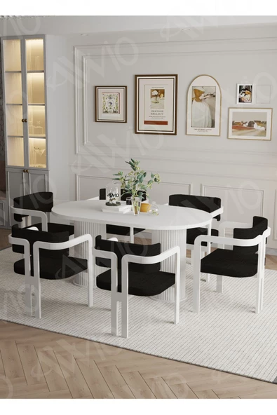 AVVİO ROMEO  Ptt Lake Mdf Ayak 6'lı Tokyo Metal Demonte Sandalye 80x160 Masa Sandalye Takımı - Resim 2