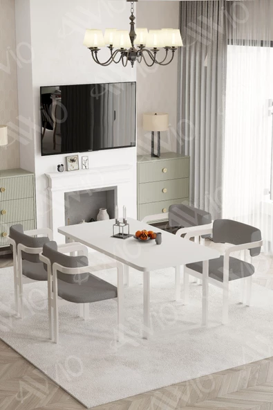 AVVİO MARCO MetalAyak Tokyo Demonte Sandalye 80x120 Yemek Masası Mutfak Masası 4 Kişilik ürün görseli