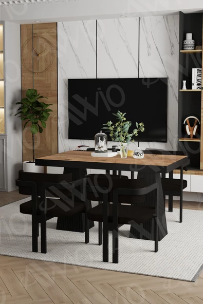 AVVİO Veroni Lake Mdf Ayak Tokyo Demonte Sandalye 80x120 Yemek Masası Mutfak Masası 4 Kişilik - 2
