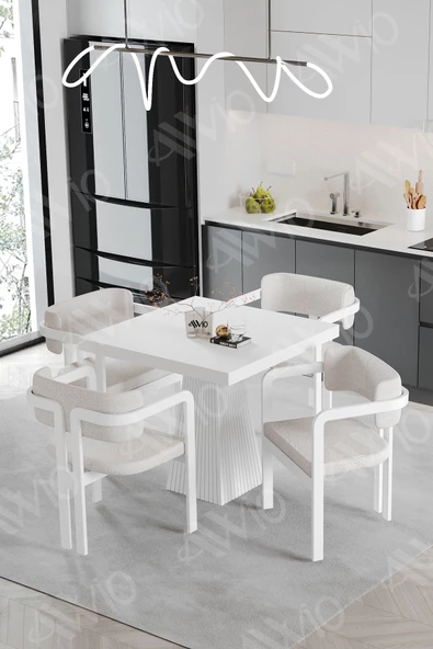 AVVİO SOFİA Lake Mdf Ayak Tokyo Demonte Sandalye 80x80 Yemek Masası Mutfak Masası 4 Kişilik ürün görseli