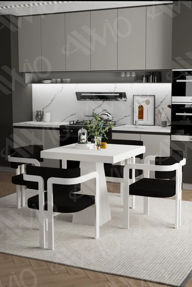 AVVİO DEMRE Lake Mdf Ayak Tokyo Demonte Sandalye 80x80 Yemek Masası Mutfak Masası 4 Kişilik - Resim 2
