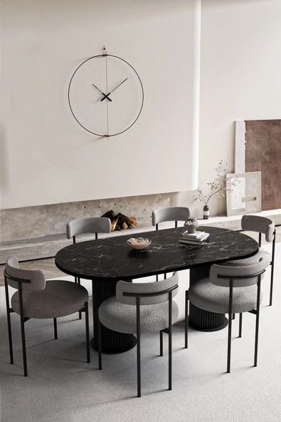 AVVİO Vienna Teddy Sandalye 80x160 Yemek Masası Mutfak Masası 6 Kişilik Masa Sandalye Takımı - Resim 2