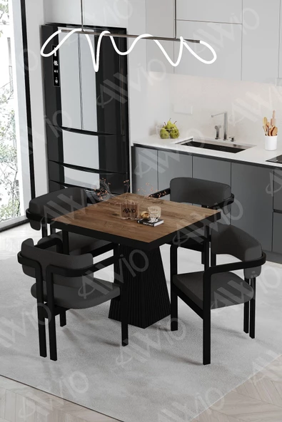 AVVİO LEXUS Lake Mdf Ayak Tokyo Demonte Sandalye 80x80 Yemek Masası Mutfak Masası 4 Kişilik ürün görseli