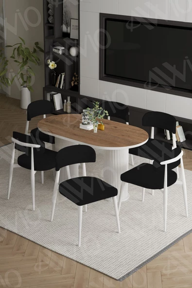 AVVİO LEA PTT Ayak  BEYAZ Polo Metal Sandalye 80X160 Yemek Masası Mutfak Masası Masa Sandalye Takımı ürün görseli