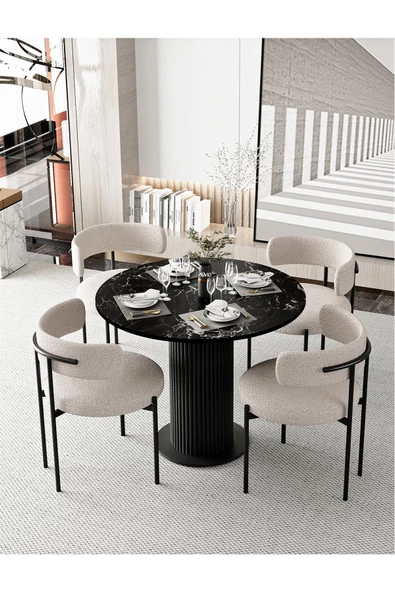 AVVİO Rio 90x90 Lake Mdf Ptt Ayak Yuvarlak Mutfak Masası Takımı Yemek Masası Takımı ürün görseli