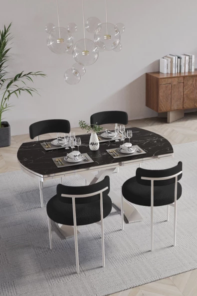 AVVİO PIERO 80x130 Açılır Yemek Masası Mutfak Masası 4 Kişilik Masa Sandalye Takımı - Resim 2