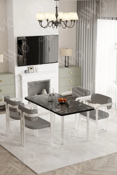 AVVİO MARCO MetalAyak Tokyo Demonte Sandalye 80x120 Yemek Masası Mutfak Masası 4 Kişilik ürün görseli