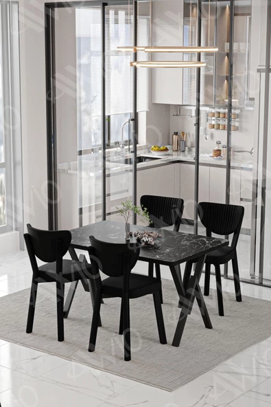 AVVİO Vanensi  ELMA Sandalye 80x120 Yemek Masası Mutfak Masası 4 Kişilik Masa Sandalye Takım - Resim 2