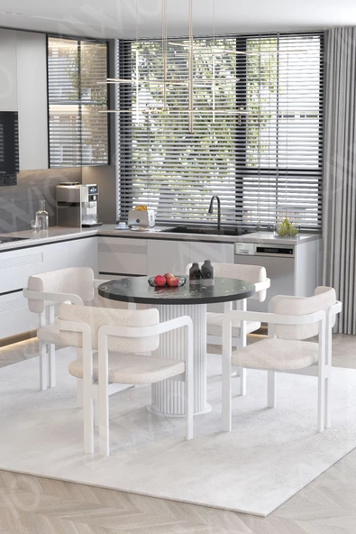 AVVİO Matris  PTT Lake MDF Ayak 4'lü k 4'lü 4'lü Tokyo Metal Demonte Sandalye 90X90 Masa Sandalye Takımı - Resim 2