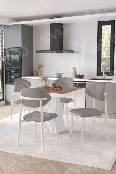 AVVİO FLOYD  Beyaz Polo Metal Sandalye 90X90 Kare  Yemek Masası Mutfak Masası Masa Sandalye Takımı ürün görseli