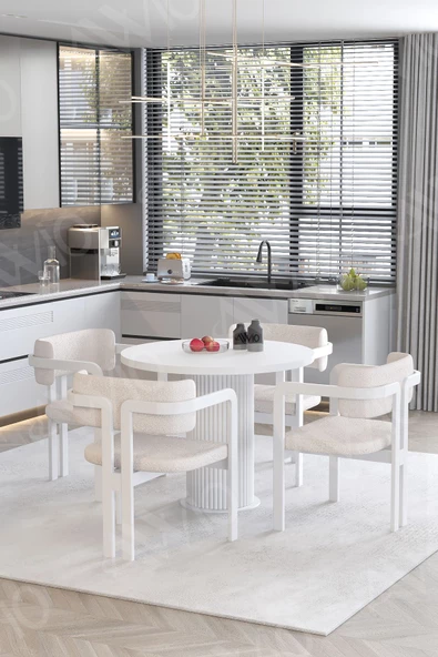 AVVİO Matris  PTT Lake MDF Ayak 4'lü k 4'lü 4'lü Tokyo Metal Demonte Sandalye 90X90 Masa Sandalye Takımı - Resim 2