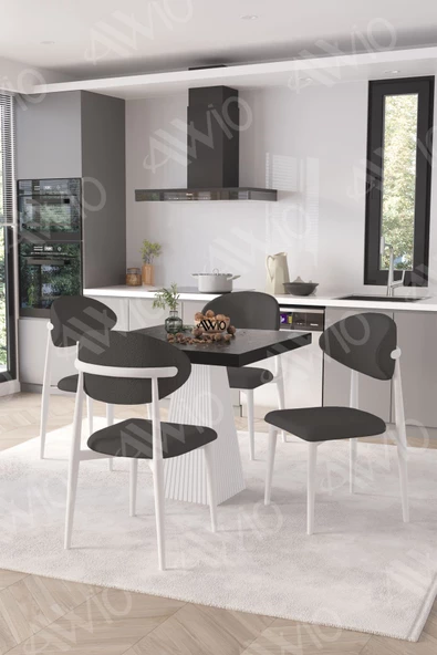 AVVİO Melody  Beyaz Polo Metal Sandalye 90X90 Kare  Yemek Masası Mutfak Masası Masa Sandalye Takımı ürün görseli