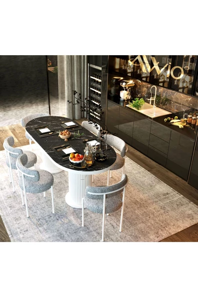 AVVİO Andera Teddy Sandalye 80x140 Yemek Masası Mutfak Masası 6 Sandalyeli Masa Sandalye Takım ürün görseli