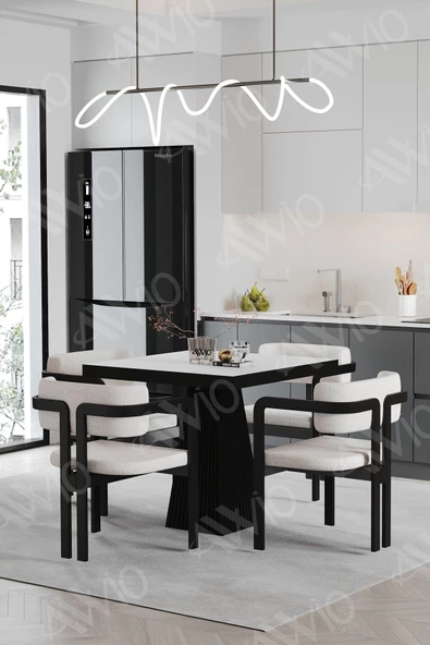 AVVİO NERO Lake Mdf Ayak Tokyo Demonte Sandalye 80x80 Yemek Masası Mutfak Masası 4 Kişilik - Resim 2