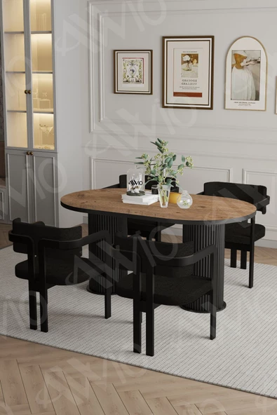 AVVİO MARCO  Ptt Lake Mdf Ayak 4'lü Tokyo Metal Demonte Sandalye 80x140 Masa Sandalye Takımı - Resim 2