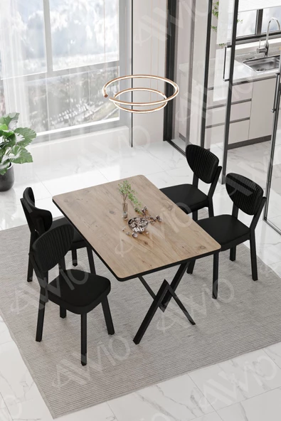 AVVİO Vanensi ELMA Sandalye 80x120 Yemek Masası Mutfak Masası 4 Kişilik Masa Sandalye Takım ürün görseli