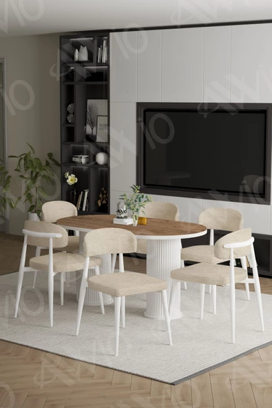 AVVİO PTT Ayak  BEYAZ Polo Metal Sandalye 80X160 Yemek Masası Mutfak Masası Masa Sandalye Takımı - Resim 2