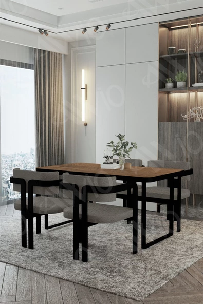 AVVİO ROXY Metal Ayak Tokyo Demonte Sandalye 80x120 Yemek Masası Mutfak Masası 4 Kişilik ürün görseli