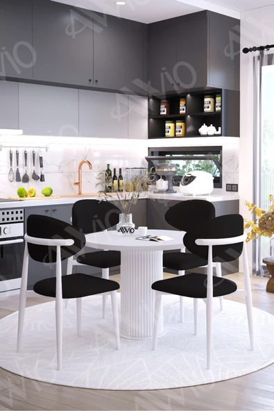 AVVİO ALDO PTT Ayak BEYAZ Polo Metal Sandalye 90X90 Yemek Masası Mutfak Masası Masa Sandalye Takımı - Resim 2