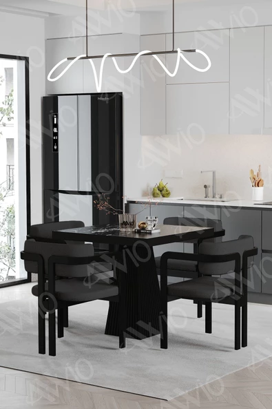 AVVİO LEXUS Lake Mdf Ayak Tokyo Demonte Sandalye 80x80 Yemek Masası Mutfak Masası 4 Kişilik - Resim 2