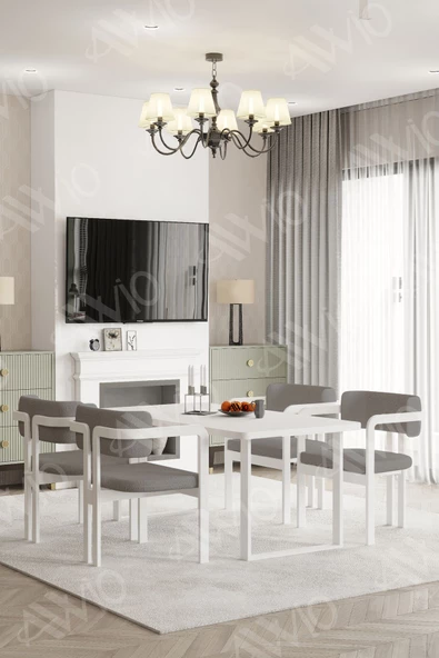 AVVİO MARCO MetalAyak Tokyo Demonte Sandalye 80x120 Yemek Masası Mutfak Masası 4 Kişilik - Resim 2