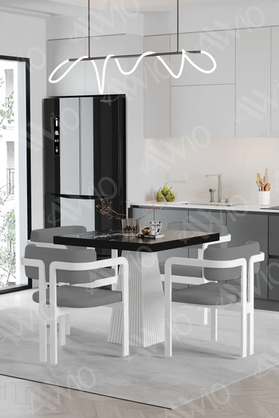 AVVİO BİANCO Lake Mdf Ayak Tokyo Demonte Sandalye 80x80 Yemek Masası Mutfak Masası 4 Kişilik - Resim 2