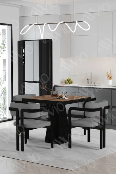 AVVİO BENDİS Lake Mdf Ayak Tokyo Demonte Sandalye 80x80 Yemek Masası Mutfak Masası 4 Kişilik - Resim 2