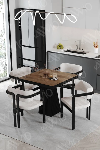 AVVİO NERO Lake Mdf Ayak Tokyo Demonte Sandalye 80x80 Yemek Masası Mutfak Masası 4 Kişilik ürün görseli