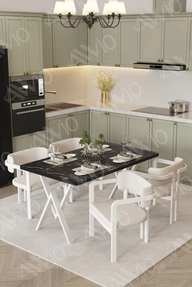 AVVİO LOREN Tokyo Demonte Sandalye 80x120 Yemek Masası Mutfak Masası 4 Kişilik - Resim 2