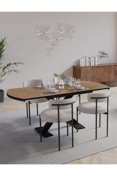 AVVİO PIERO 80x130 Açılır Yemek Masası Mutfak Masası 4 Kişilik Masa Sandalye Takımı - Resim 2